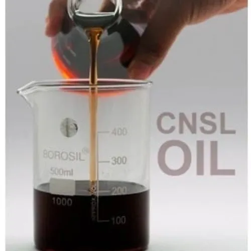 Cashew Nut Shell Liquid (CNSL) being poured into a beaker